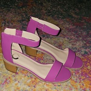 Journee Collection Fuchsia Ankle Strap Heels